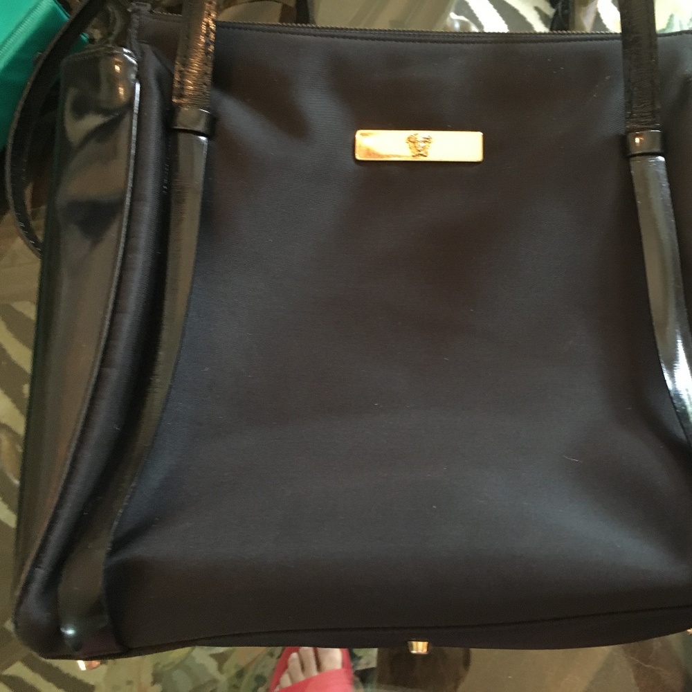 Versace Patent Leather and Nylon Bag Shoulder/Tote